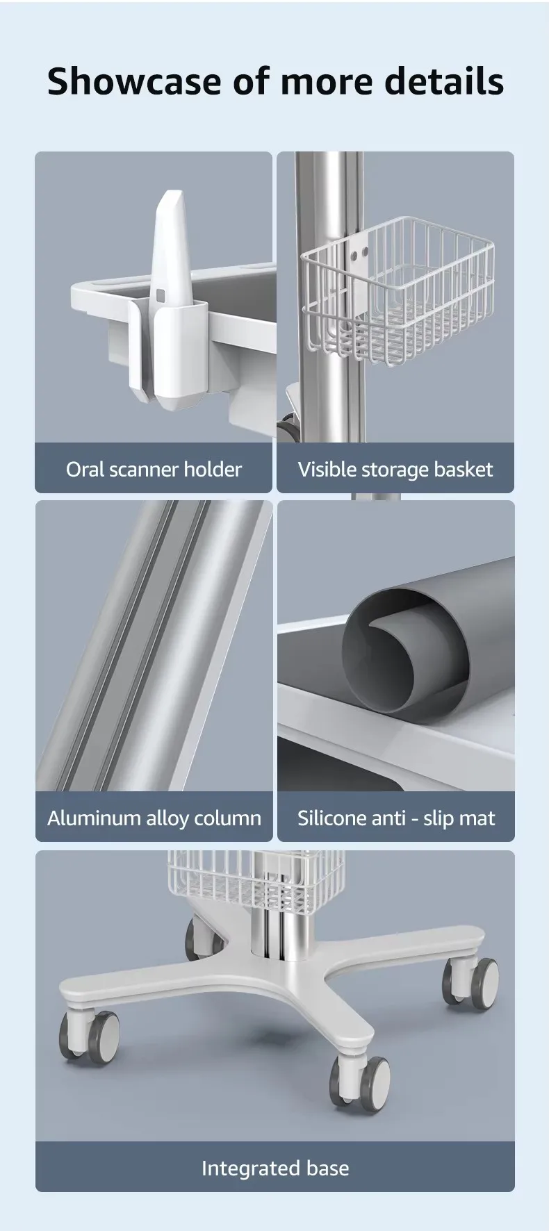 Medical Trolley Hospital Dental Oral Scanner Cart Clinic Desktop Holder Host Mobile Cart