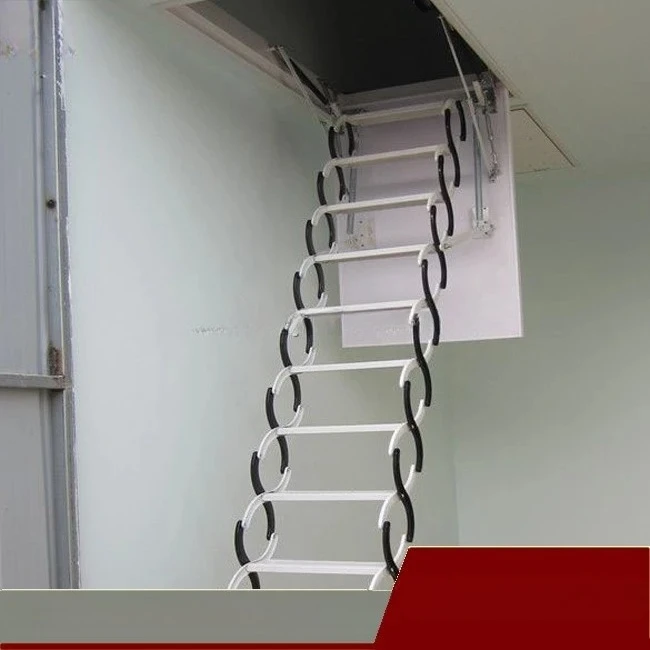 

Внутренняя дуплексная лестница, складные чердачные лестницы с поручнем, стальная выдвижная лестница для строительного материала