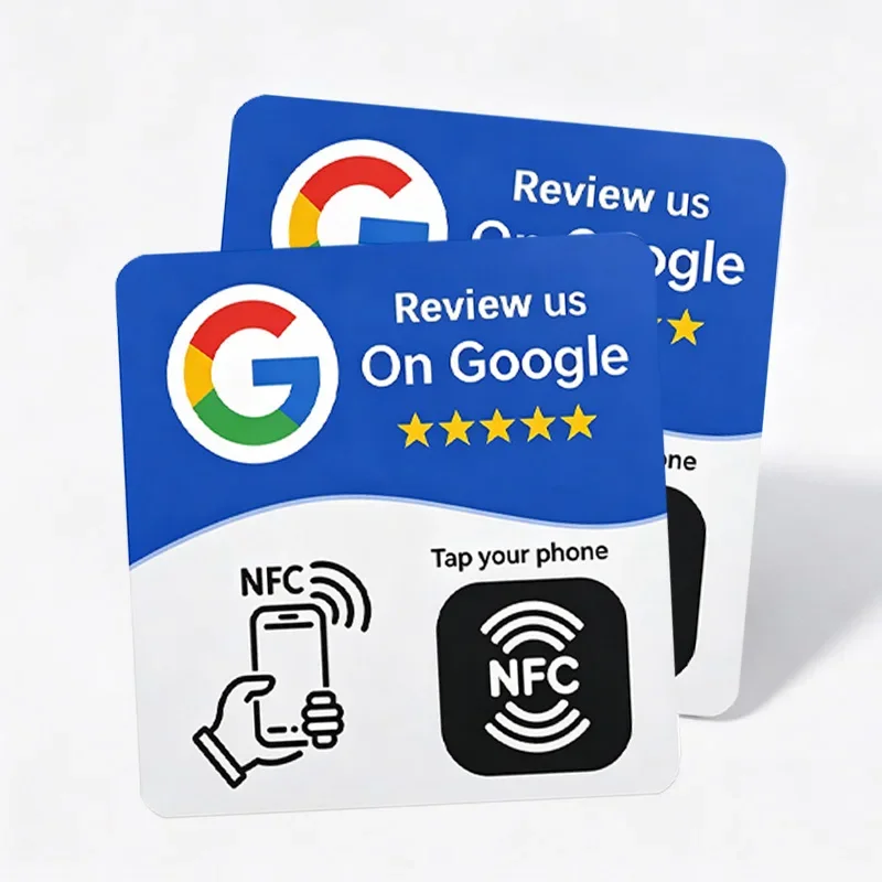 NFC Google Review Card NFC215 Programmable PVC Tap‑To‑Review NFC Card 13.56 MHz Waterproof Scratch Resistant Customer Feedback