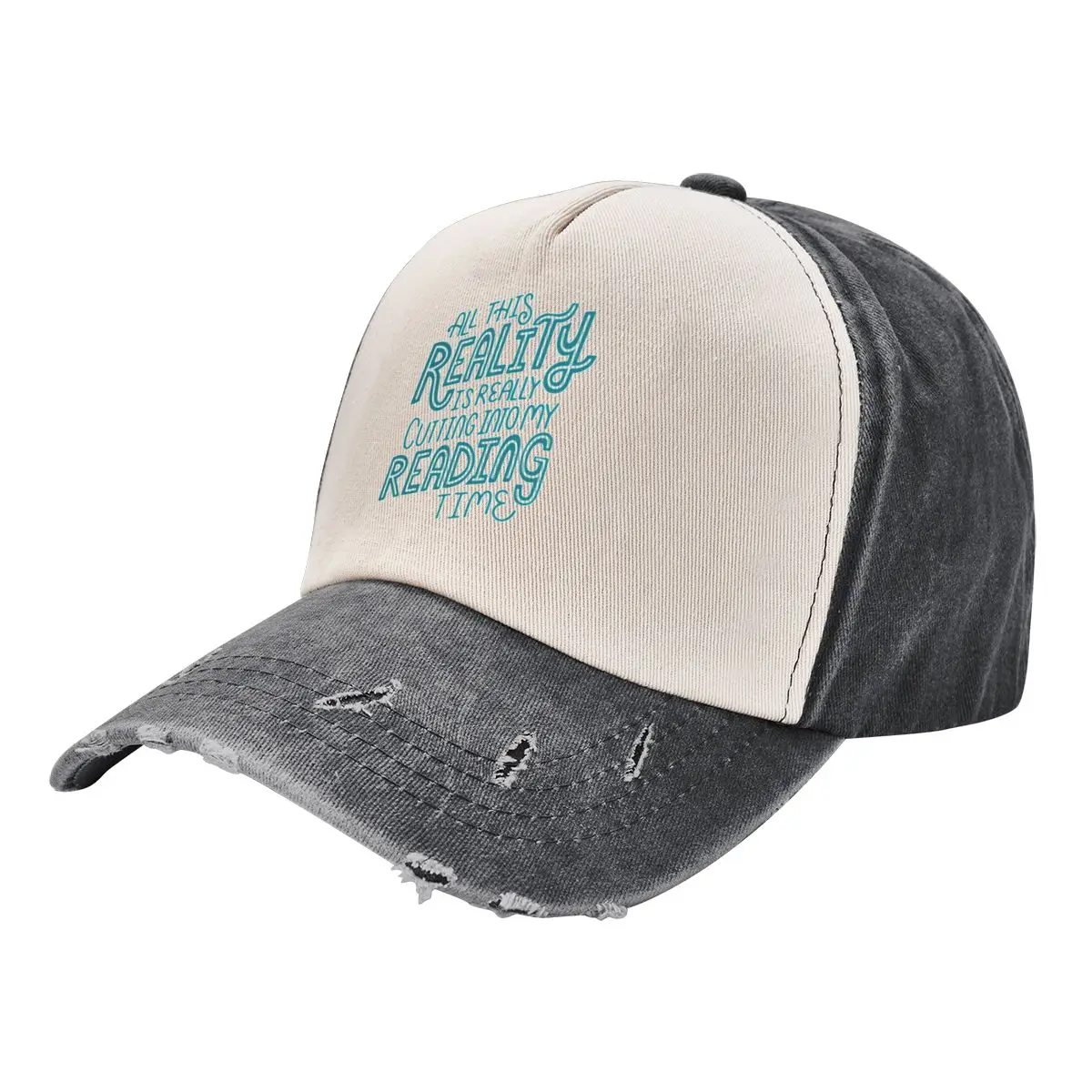 Reality Vs. Reading Book Nerd Quote Lettering Baseball Cap Visor Golf Horse Hat Male Women's