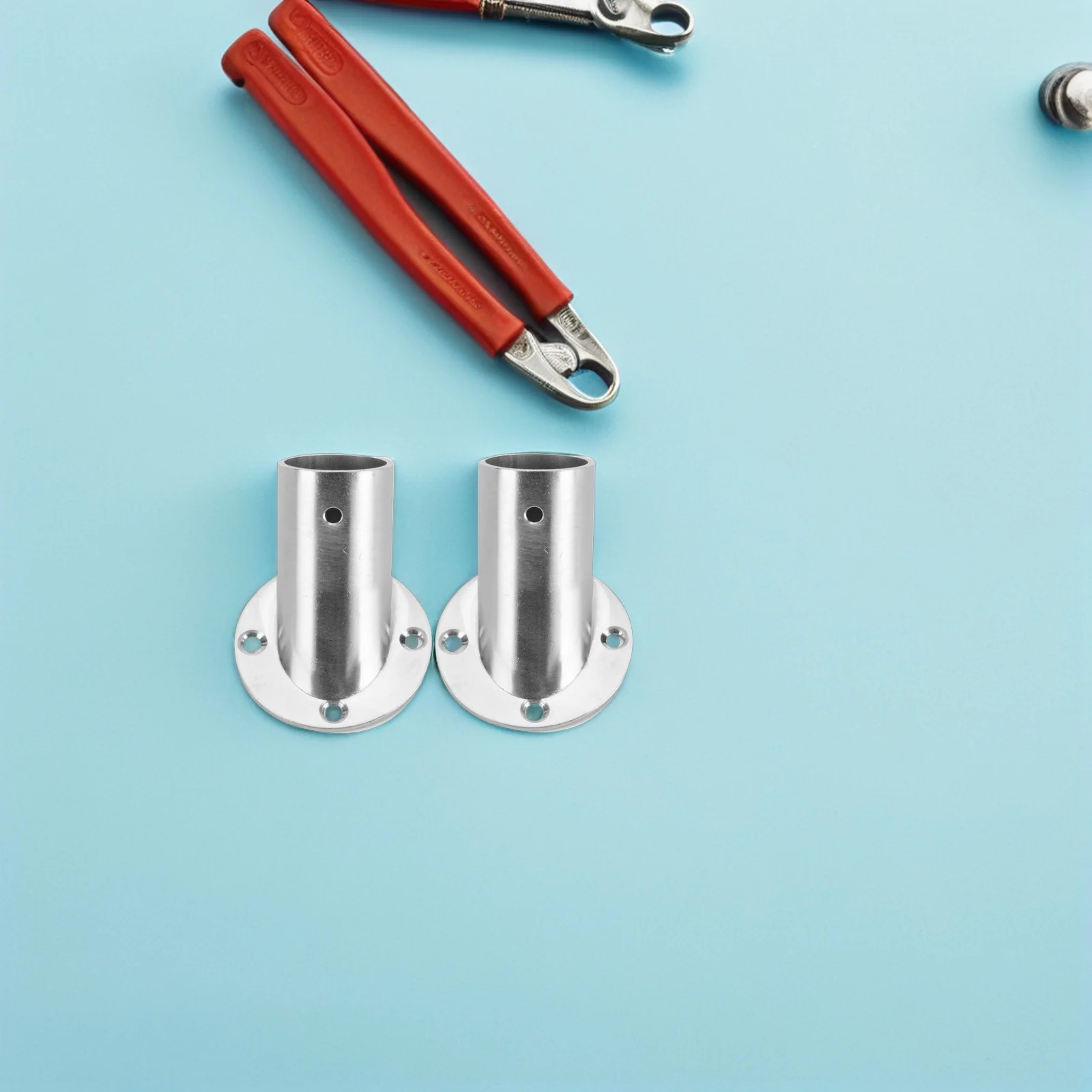 

Shower Window Curtain Rod Socket 2pcs Stainless Steel Flange Base Holder for Closet Wardrobe Rail Pole Bracket Support