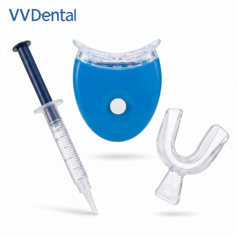 Portable Tooth Bleaching Kit Single LED Whitening Accelerator Light 3ml Gel Syringe Thermo‑formable Mouth Tray Kit