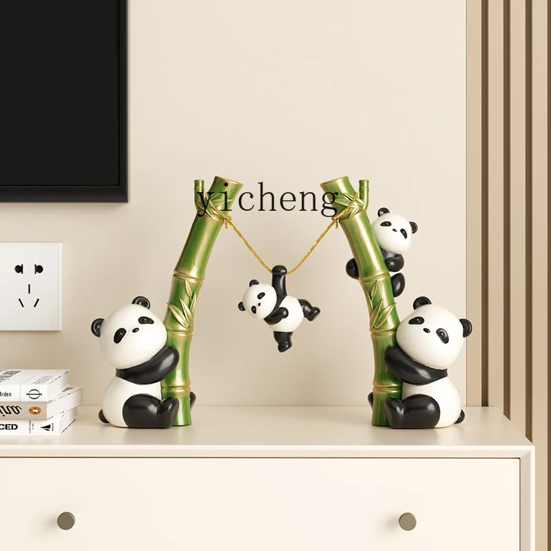

ZYA Swing Panda Ornament Living Room Entrance TV Wine Cabinet Decoration Gift home accessories