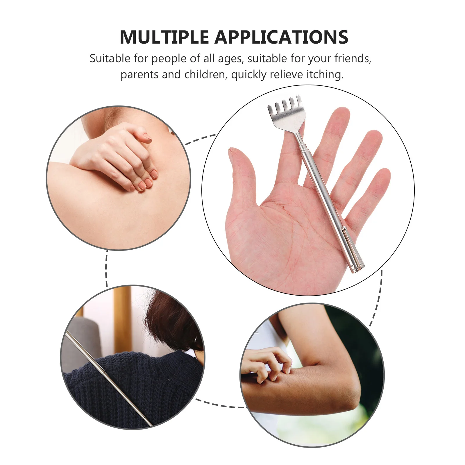 

4pcs Retractable Back Scratcher Stainless Steel Portable Body Scratcher For Itching Relief Ergonomic Handle Comfortable