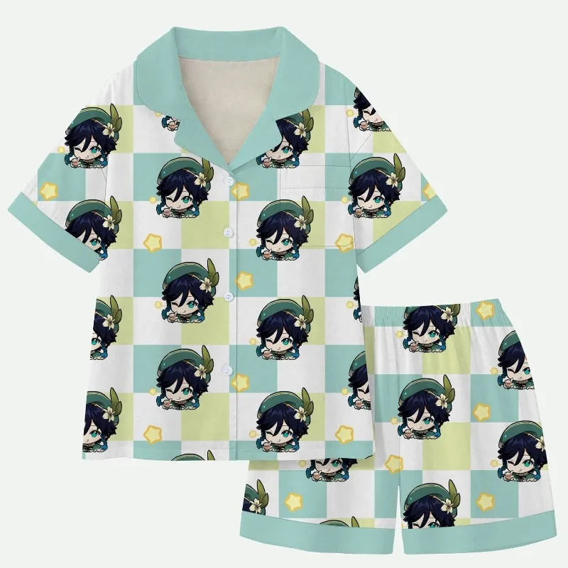 

Gs Impact Anime Game Cos Nahida Ganyu Venti Unisex 2025 Short-sleeved Cute Pajamas Home Wear Suit Clothing