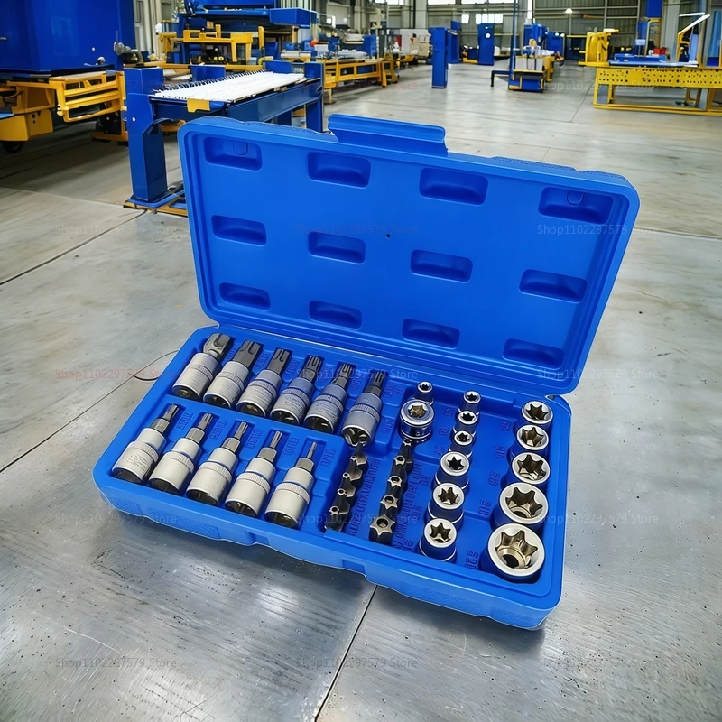 34 pçs torx estrela soquetes & bit conjunto com caixa macho/fêmea e-security bits unidade ferramenta portátil torque estrela soquete ferramenta de desmontagem