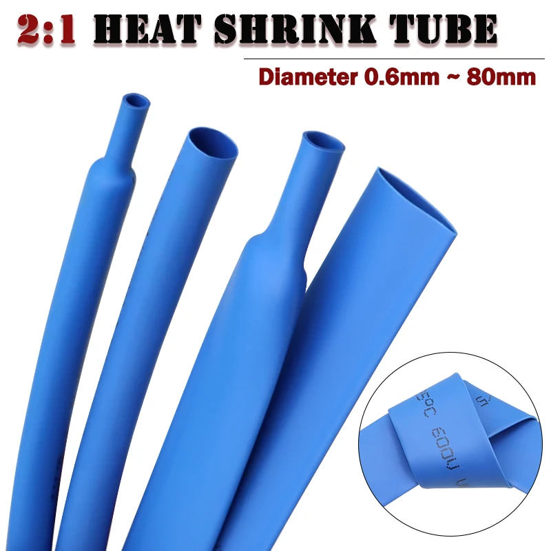 

1-25M 2:1 Heat Shrink Tube Blue Dia 0.6mm ~ 80mm Polyolefin PE DIY Cable Repair Shrinkable Tubing Case Sleeve Wire Sheath Wrap