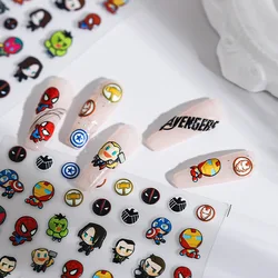1PCS Cartoon Marvel Superhero Series 5D Embossed Nail Stickers Manicure Supplies Disney Mickey Donald Duck Nail Decals Stickers
