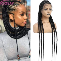 36 Zoll synthetische geflochtene volle Spitze Front Perücken Cornrow knoten lose Spitze Frontal Perücke zum Flechten haltbare Zöpfe Perücke mit Babyhaaren