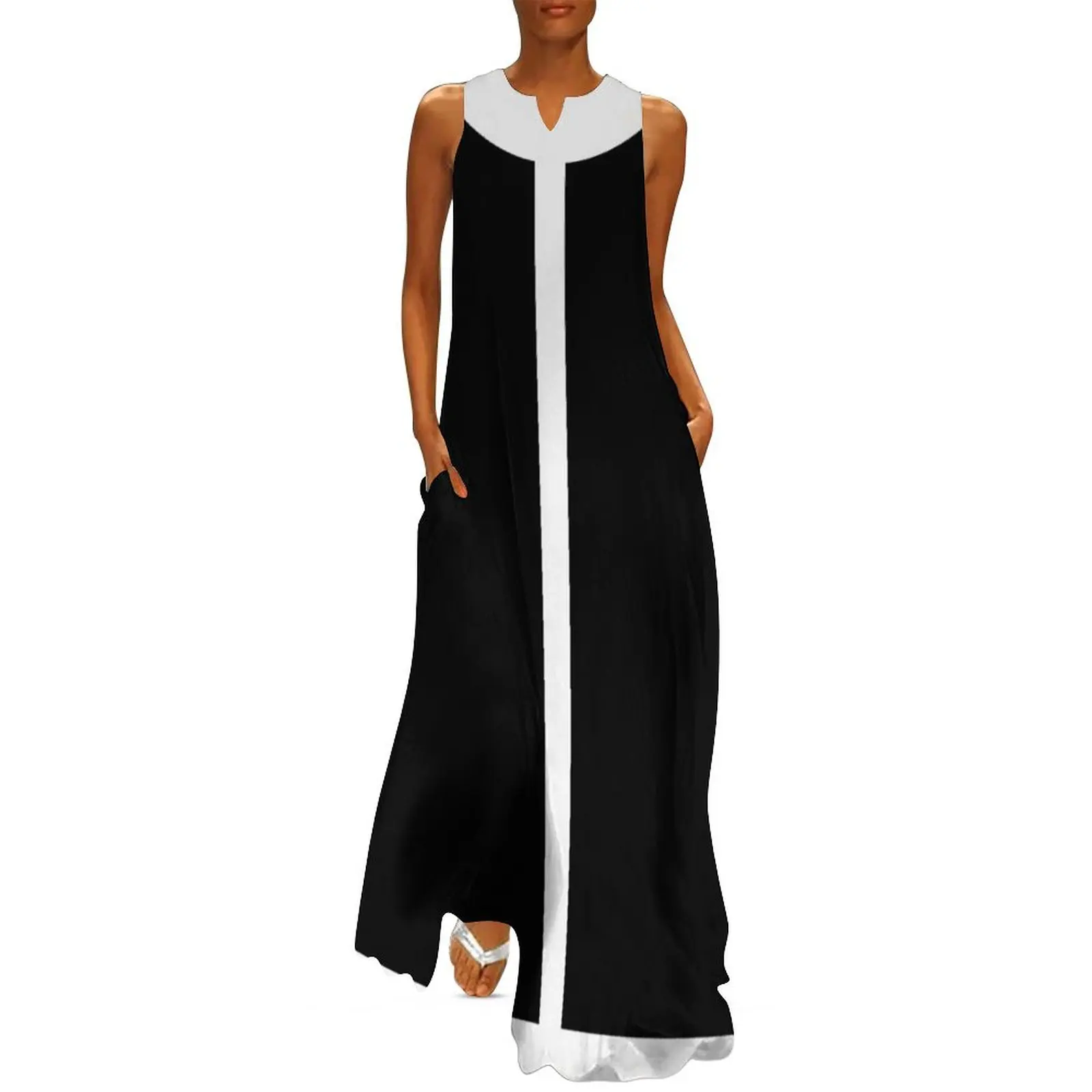 

60s Mod Black & White Long Dress luxury dress women's clothing korea stylish evening dress ladies