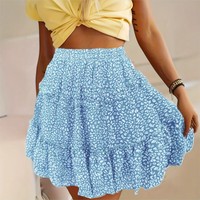 Summer New Women's High Waisted Short Skirt Casual Fashion Patchwork Floral Skirt Femal Beach Holiday A Line Skirt 2025