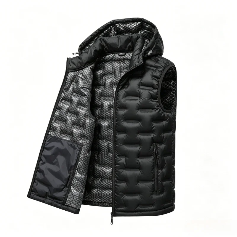 Sleeveless Graphene Self-heating Puffer Jacket Man Solid Windproof Pleated Down Jackets Man Classical Warm Winter Waistcoat Male