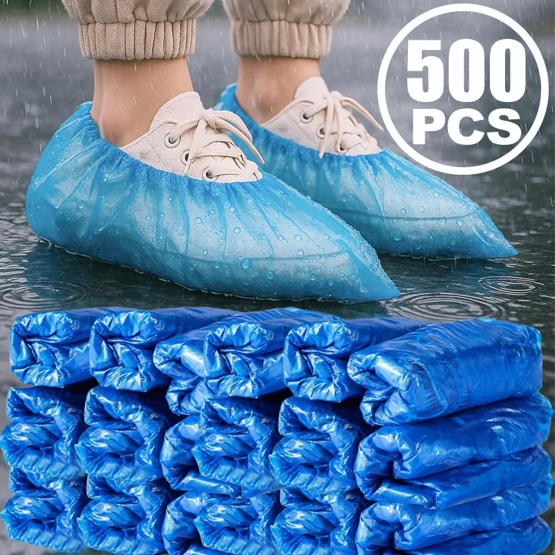 100-500PCS Portable Waterproof Boot Covers Plastic non-slip Wear Disposable Shoe Covers Overshoes Rain Shoe Covers Mud-proof