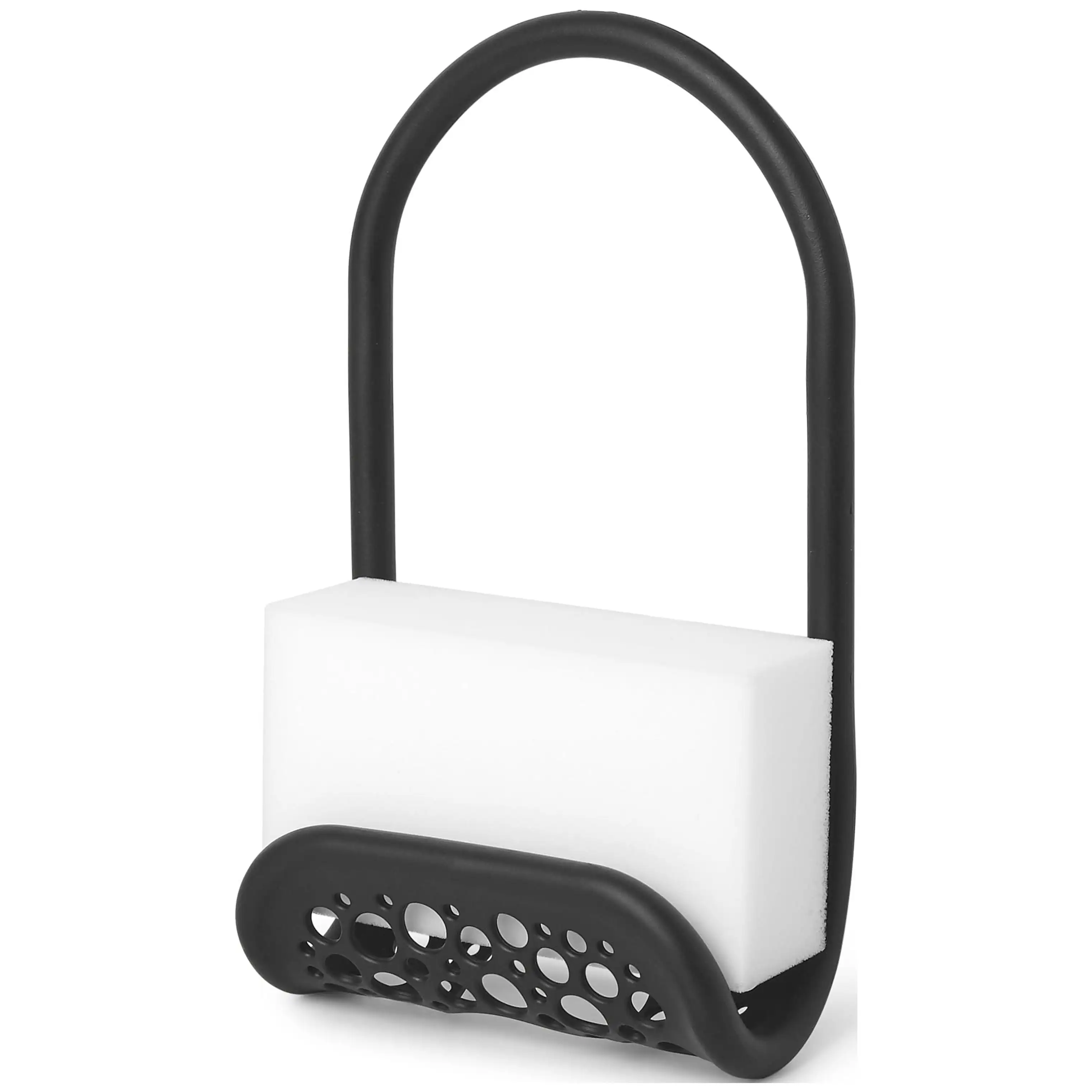 (6 عبوات) علبة حوض مرنة سوداء - حامل صابون وأطباق بلاستيكية وحامل إسفنجي، منظم قابل للتعديل لزاوية حوض المطبخ.