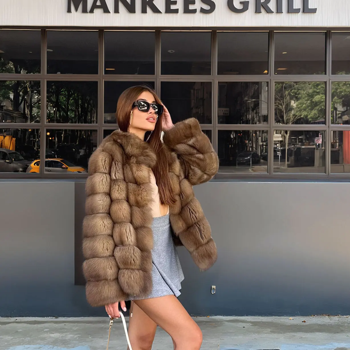 Luxury Women Real Fox Fur Lapel Coat Winter Fashion Brown Natural Fur Warm Jackets Female Elegant Fox Fur Warm Outwear