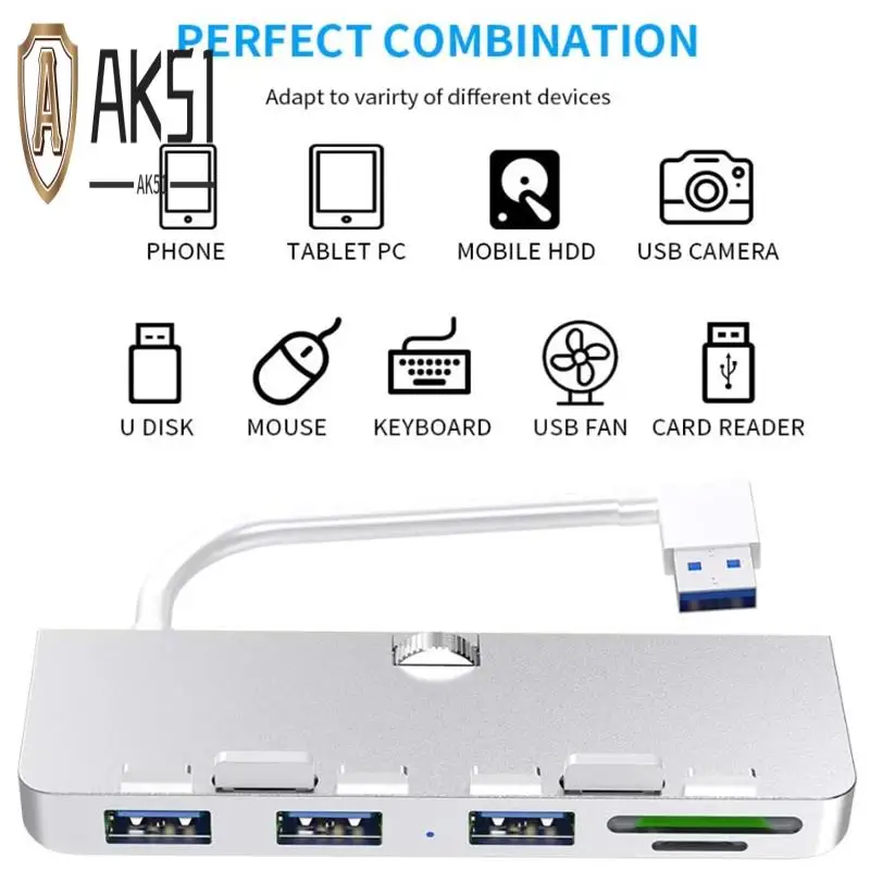 

AK51-Rocketek Aluminum Alloy USB 3.0 Hub 3 Port Adapter Splitter With SD/TF Card Reader For Imac 21.5 27 PRO Slim Unibody Comput
