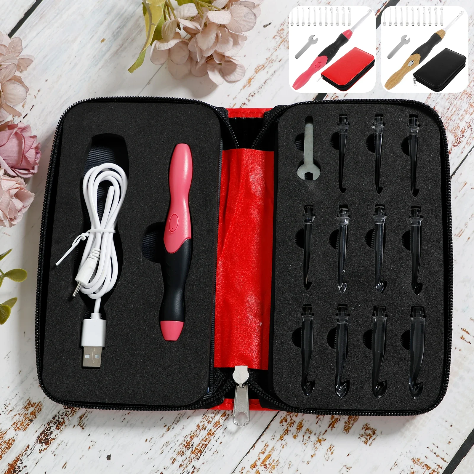 

Lighted Crochet Hooks Set Portable Crochet Needles Adjustable Light Up Crochet Hooks Comfortable Lighted Crochet Needles Kit