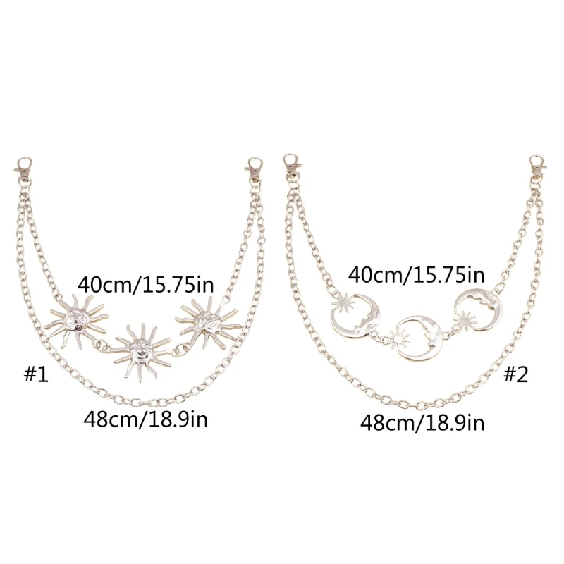 Durablity Teens Jeans Corrente Dupla Camada Pingente Forma Lua para Calças