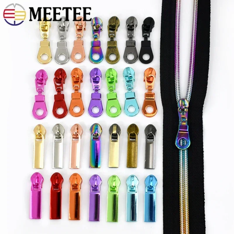 10-50Pcs Meetee 5# Zipper Slider for Nylon Zip Tapes Bag Cloth Zippers Puller Head Jacket Decoration Colored Zips Lock RepairKit