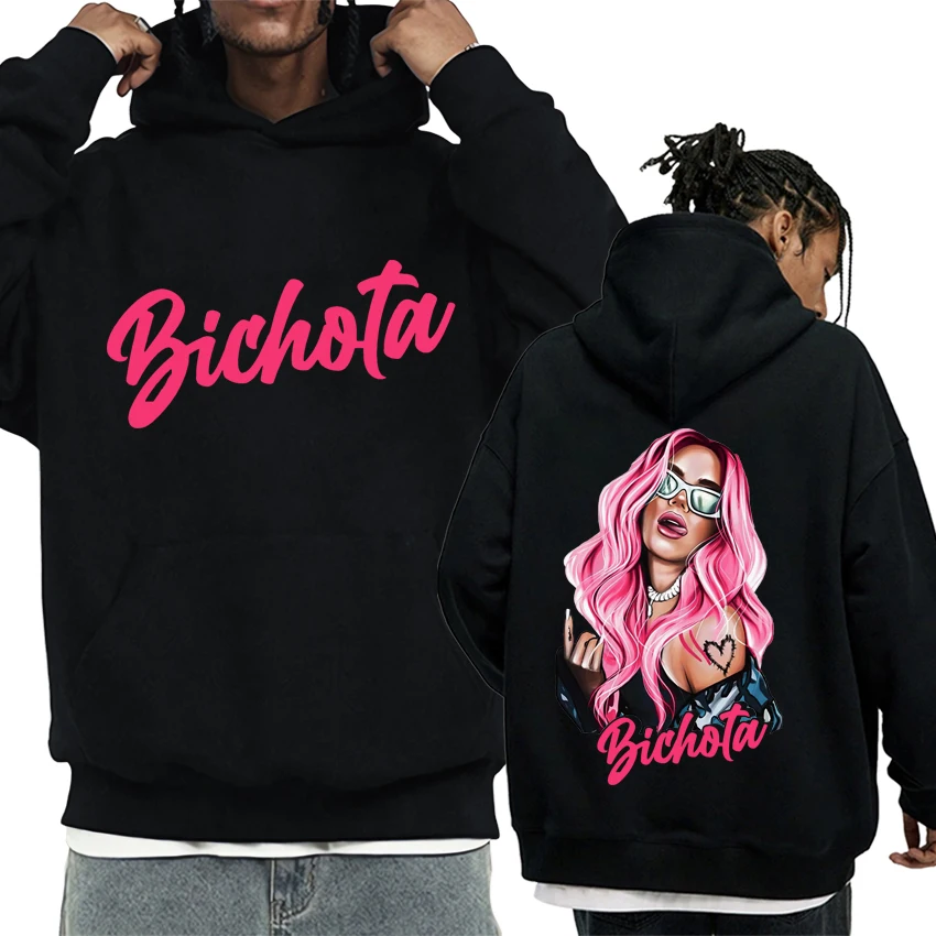 Singer Karol G Blchota Double Sided Printed Oversized Sweatshirt Men Women Casual Fashion vintage hoodie Unisex Fleece pullovers