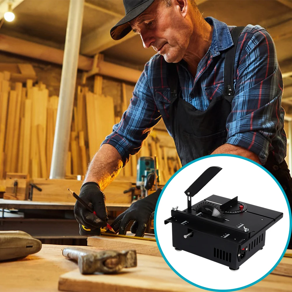 

Mini Table Saw 0-90°Cutting 1200W Power Mini Household Table Saw Multi-Functional Electric Cutting and Polish Machine US Plug