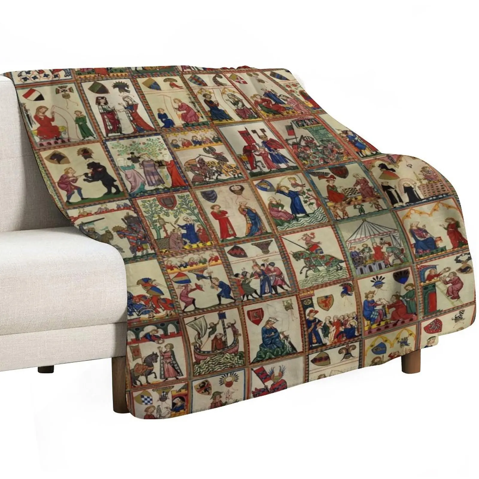 Codex Manesse Throw Blanket Soft Soft Plush Plaid Furrys Luxury Throw Plaid on the sofa Hairys Blankets