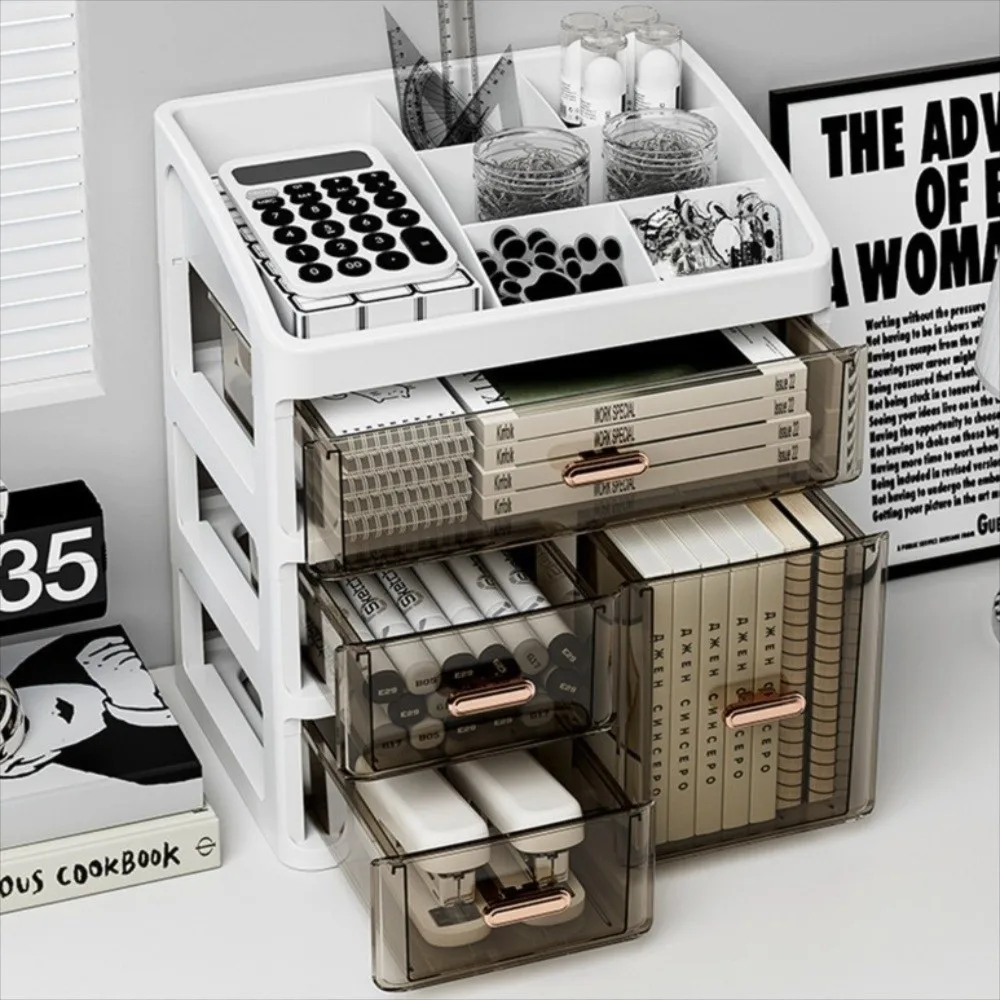 

Large-capacity Desk Organizer Storage Box Display Rack Dust-proof Cosmetic Storage Box Plastic Clear Dormitory Drawer