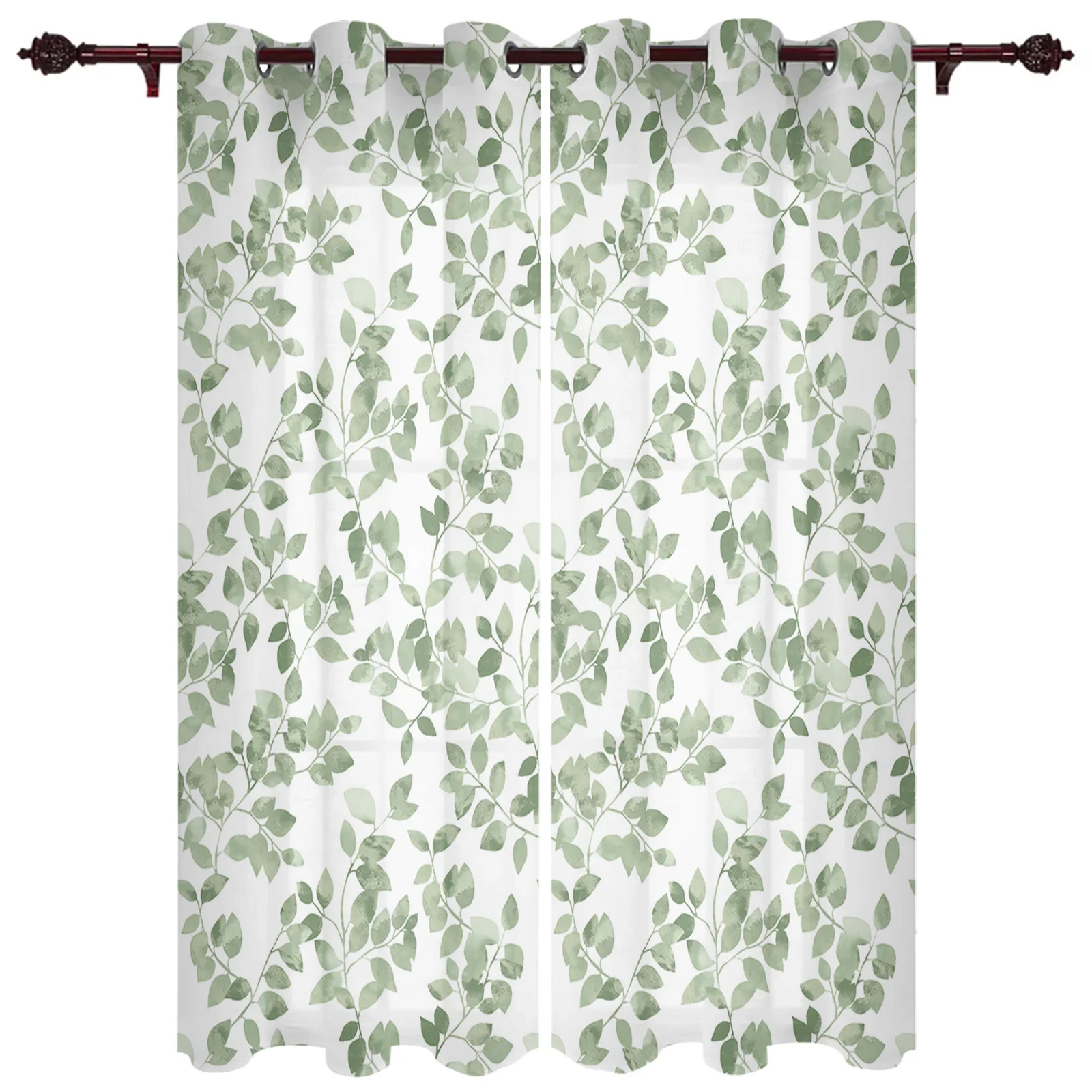 Branches Leaves Gradient Window Curtains for Living Room Home Bedroom Kitchen Decora Christmas Curtain