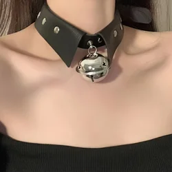 Vintage Gothic Choker Necklace with O-Ring & Bell - Y2K Punk Faux Leather Collar for Everyday & Party Wear Valentine's Gift