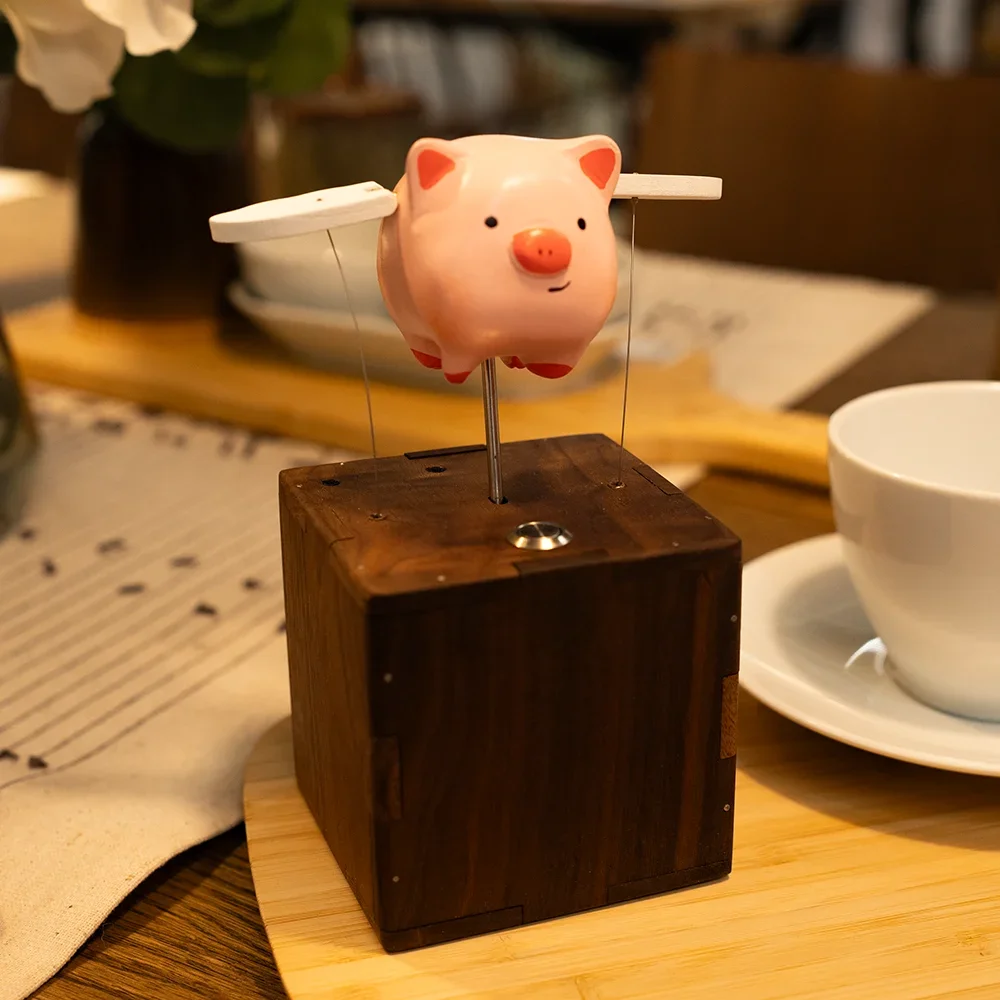 Flying pig, solid wood ingenious handmade wooden toy