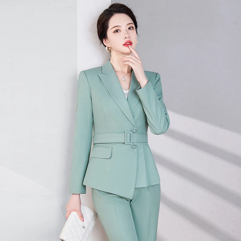 ZJYT Elegant Women\'s Blazer Suits Pant 2 Piece Matching Set Autumn 2024 Long Sleeve Jacket Coat Trousers Suit Office Lady Outfit