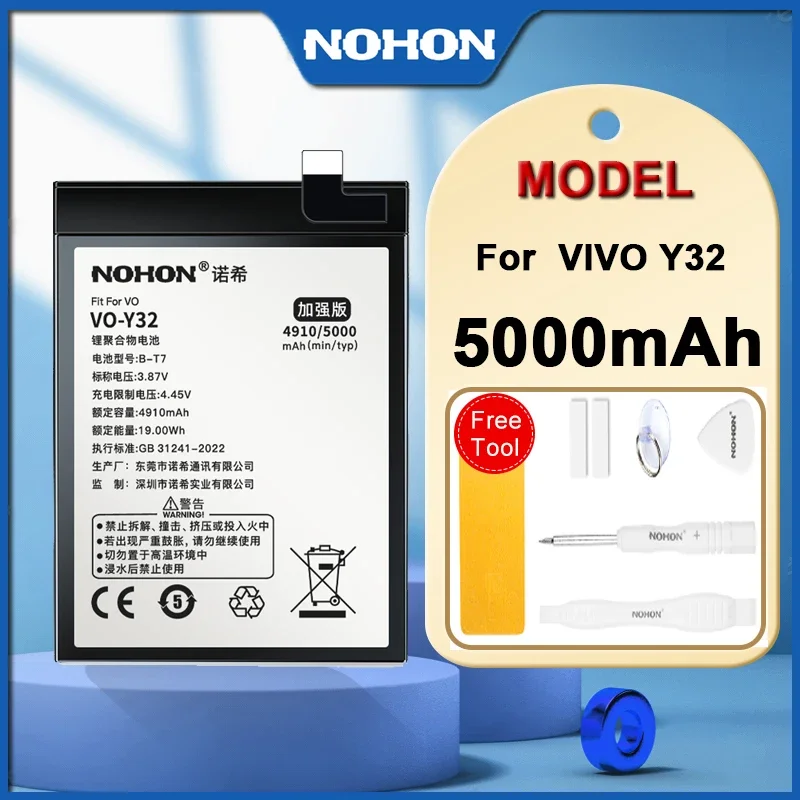 

NOHON B-T7 5000mah Battery For VIVO Y32 High Capacity Mobile Phone Batteries Bateria with Free tools