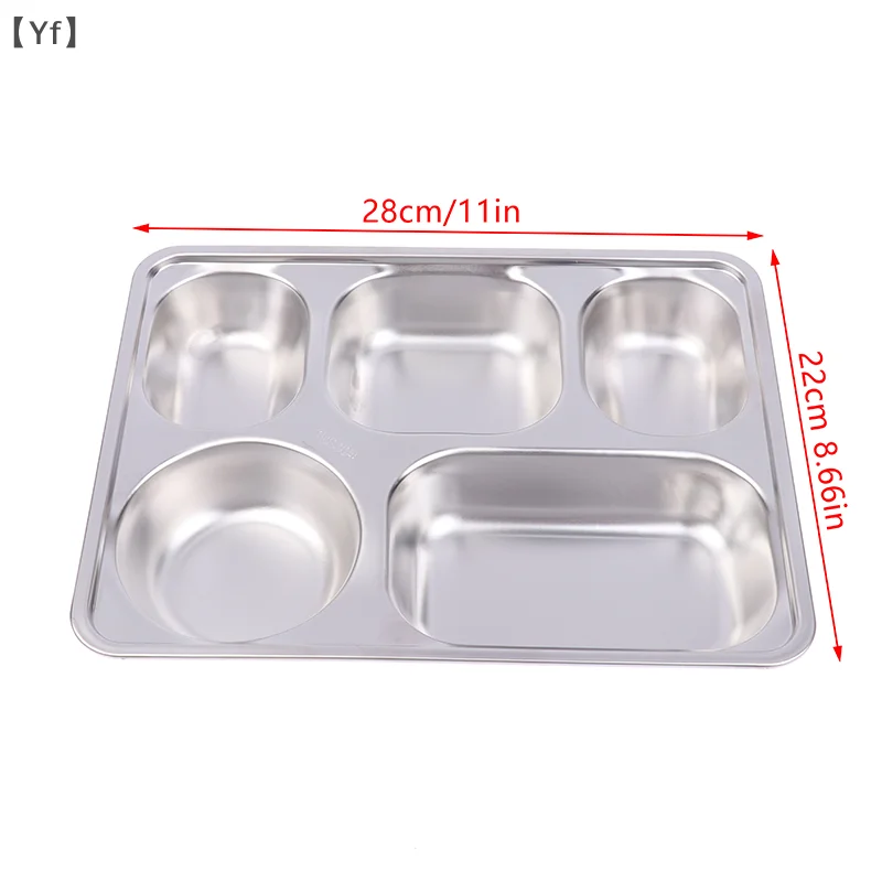 

304 Stainless Steel food Tray Square Compartment Plate for Adults and Kids Cafeterias