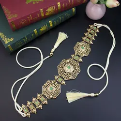 Algeria Caftan Belt Rope Waist Chain For Women Gold Color Crystal Women Dress Tassels Waitband Arabian Bridal Jewelry