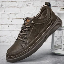 Comfortable Soft Sole Casual Shoes Men's Lace Up Oxford Shoes Cowhide Thick Bottom Outdoor Wear Resistant Non-slip Walking Shoes