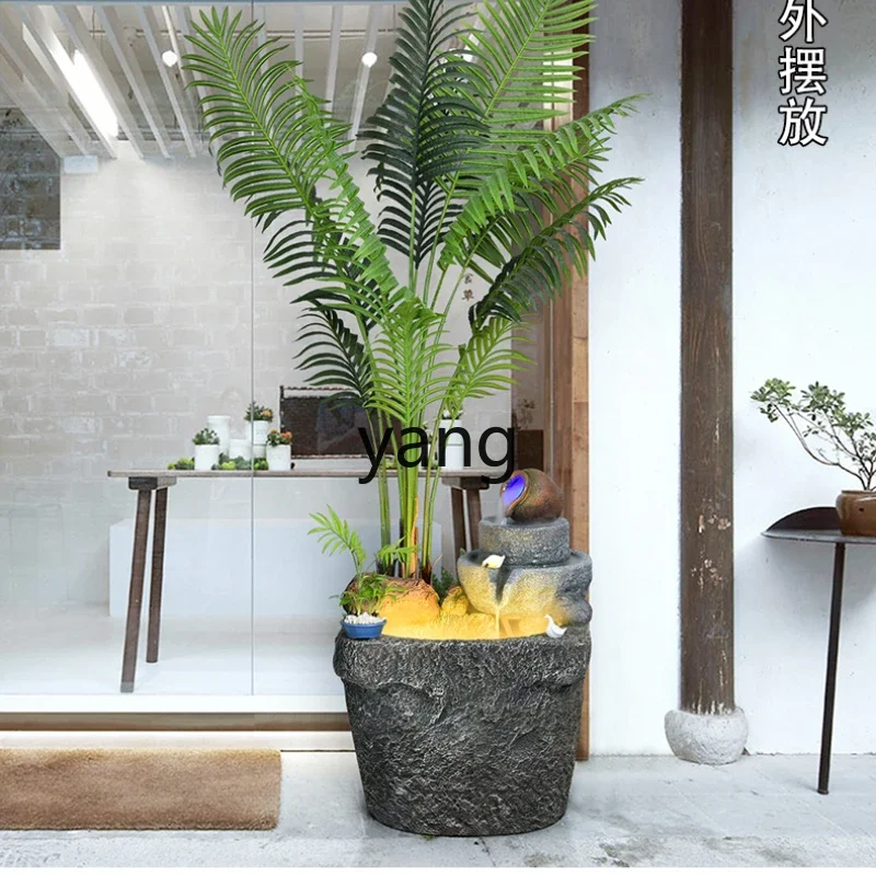 

LH Chinese-style running water ornament living room company decoration floor-to-ceiling field view simulation green plant