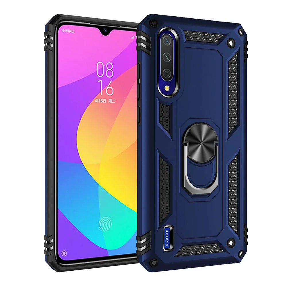 for Xiaomi Mi 9 Lite Armor Shockproof Case for Xiaomi Mi 9 Light Mi9 Lite Military Drop Protective Car Holder Ring Case Cover