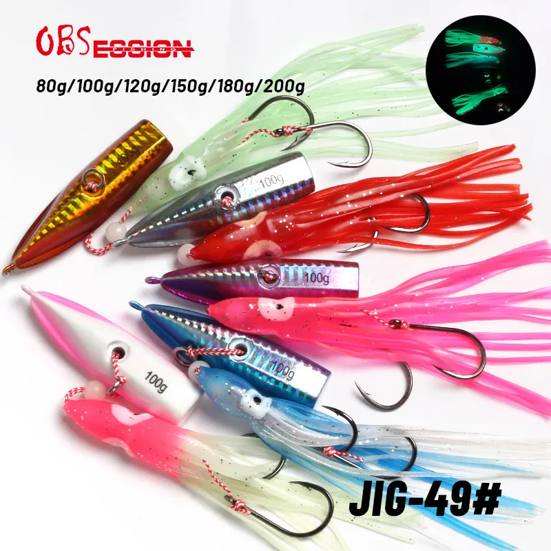 

OBSESSION J49 80g-200g inchiku Japan Bait Sea Fishing Lure Metal Jig Shore Jigging Lure With Squid Hooks Marlin Hard Jigs Bait