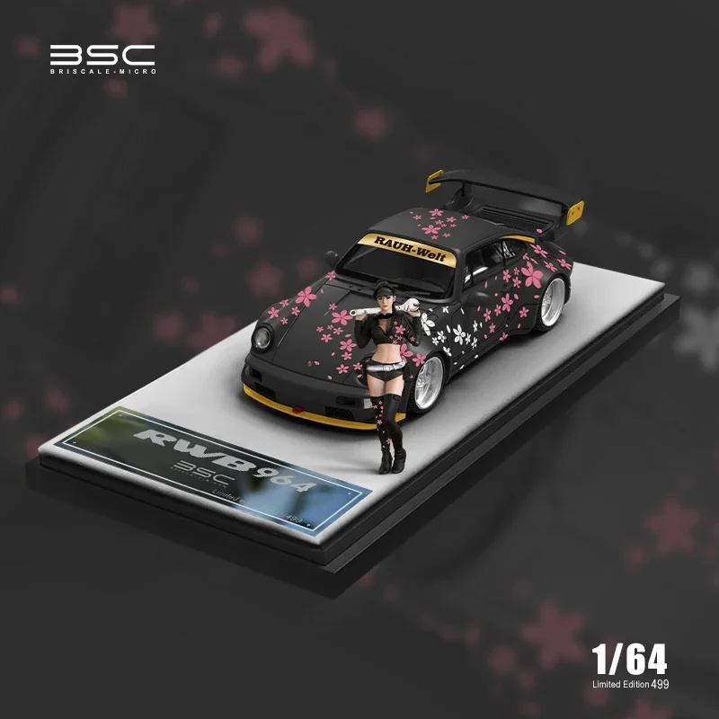 BSC 1:64 RWB 964 Sakura Matte Black /White No.667 Model Car