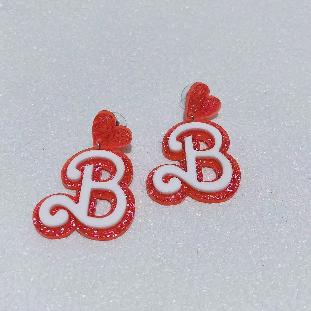 1pair Pink Acrylic Earrings B