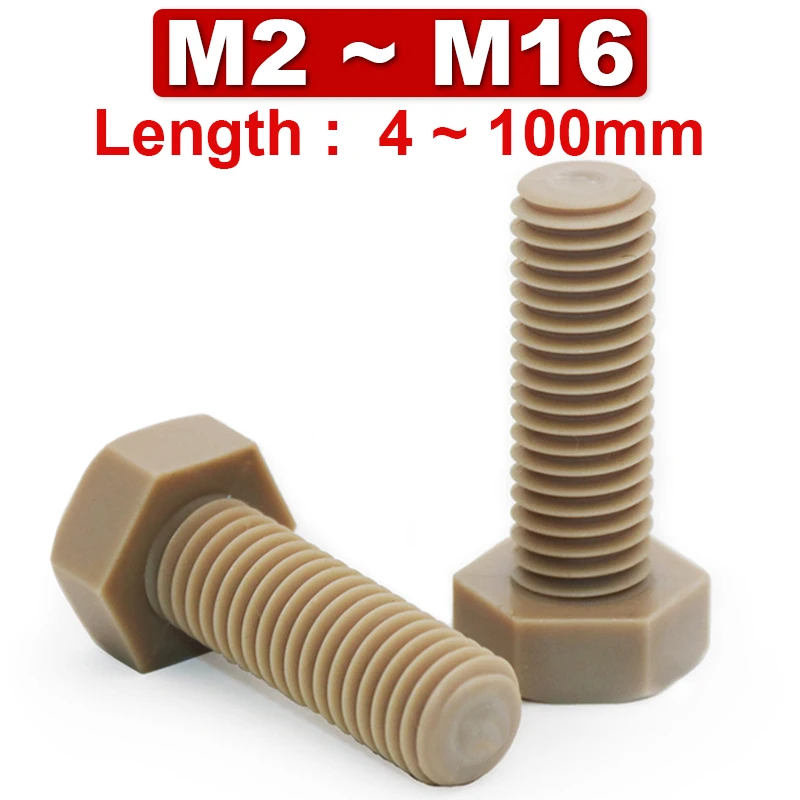 M2~m16 Peek Plastic Outer Hexagon Screw High Strength Screw Acid And Alkali Corrosion Resistant Bolt High Temperature 250~300°c