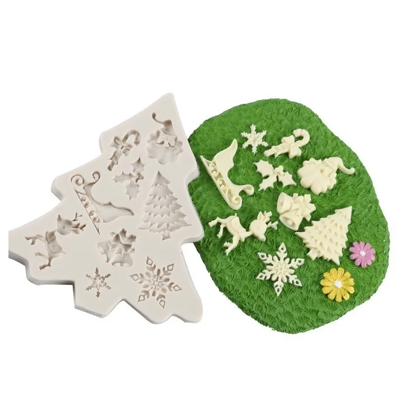 2026 DIY Silicone Christmas Tree Santa Claus Mold Fondant Baking Decoration Tool Chocolate Mold Silicone Mold
