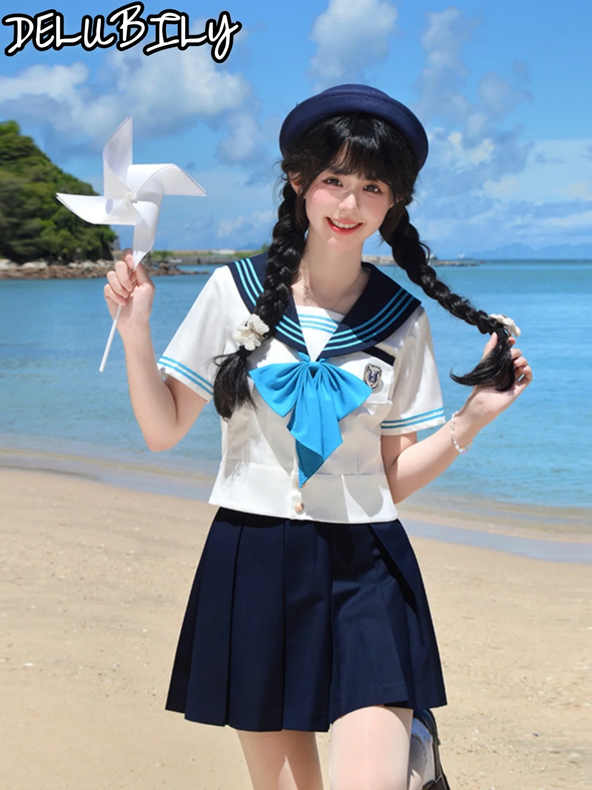 

JK Japanese Lolita Set Dress Women Sweet Bow Collar Short Sleeve Dresses New in Matching Sets Traf Conjunto Dos Piezas Mujer