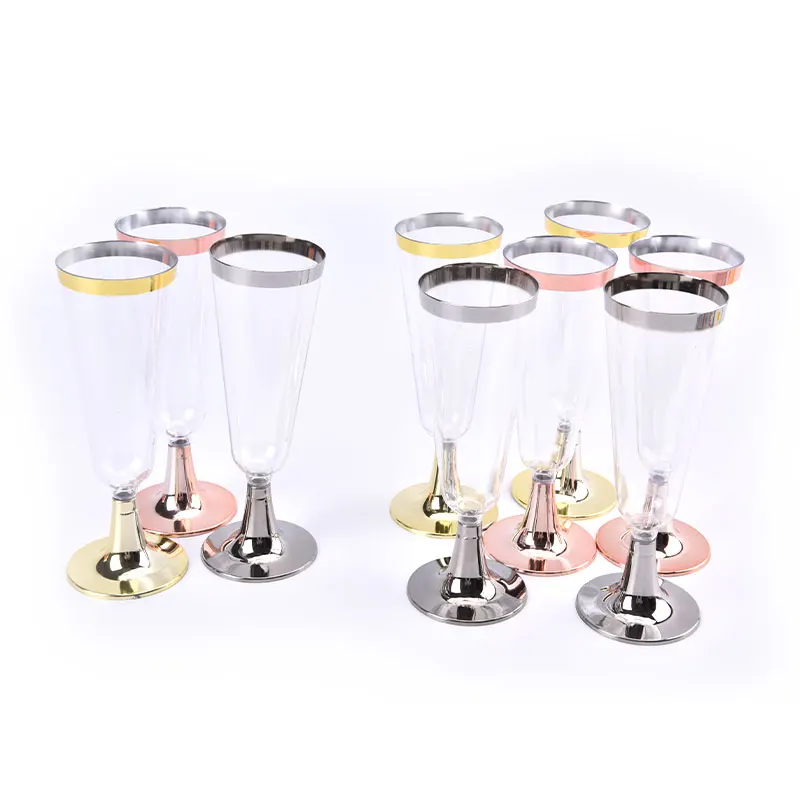 6Pcs/Set 150ML Disposable Red Wine Glass Plastic Champagne Flutes Glasses Cocktail Goblet Wedding Party Supplies Bar Drink Cup