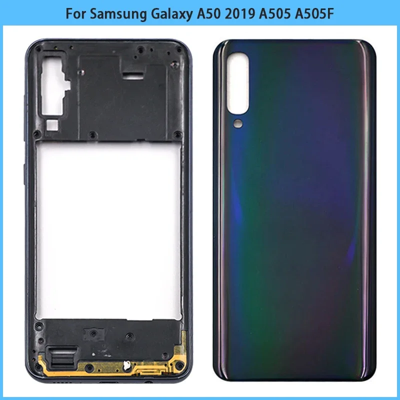 New For Samsung Galaxy A50 2019 A505 A505F Plastic Middle Frame Bezel A50 Battery Back Cover Rear Door Housing Case Replace