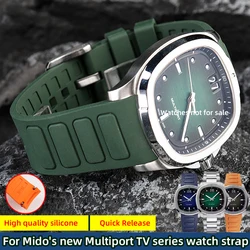 For Mido New Multiport TV series M049.526A Rubber Arc Mouth Mido TV M049 Watch Green Quick Release Watch Strap 22mm Accessories