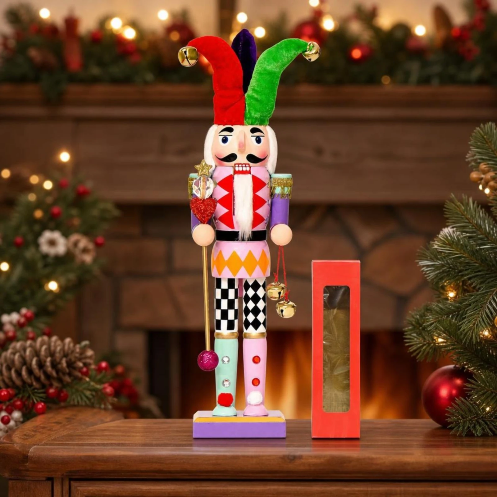 Nutcracker Figurine - Деревянный Щелкунчик-Клоун, Декоративная Фигурка Щелкунчика, Праздничное