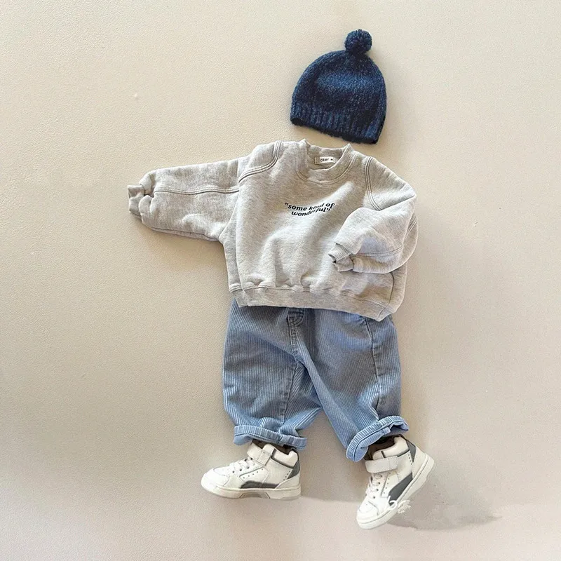 2026 Spring New Infant Long Sleeve Pullover Baby Letter Print Tops Children Casual Sweatshirt Toddler Tops Boy Girl Clothes