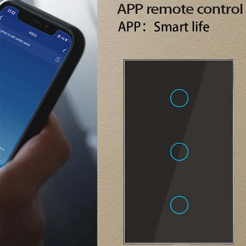 Imagen 2 del producto Interruptor inteligente Wifi adecuado para la aplicación EWelink Bluetooth RF Alexa Google control de voz sin cable neutro instalar interruptor de luz táctil