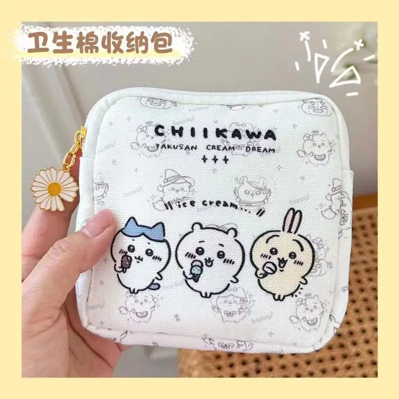 Usagi meninas saco de armazenamento absorvente sanitário saco de lona moeda carteira portátil saco de transporte chiikawa dos desenhos animados bonito hachiware presente
